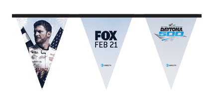 2016 Daytona 500 on Fox Pennant String DIRECTV MVP Marketing NASCAR IS BACK