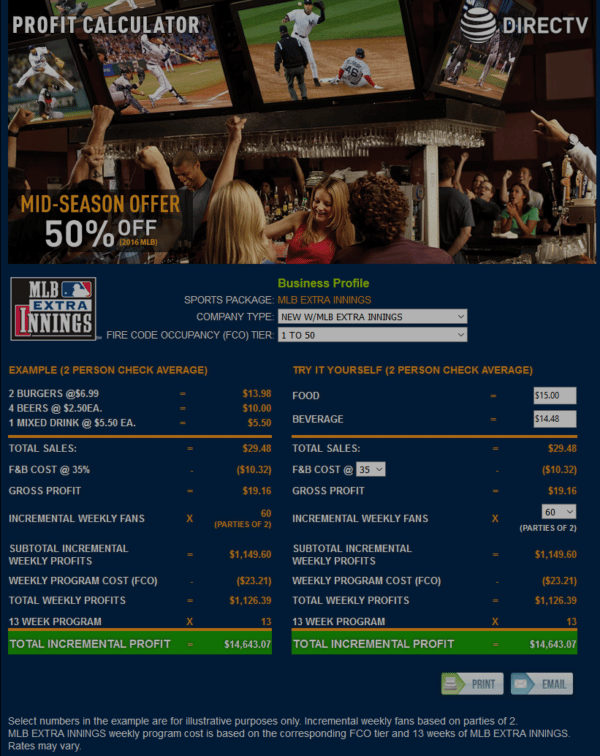2016 MLB Extra Innings from DIRECTV Mid Season Offer Profit Calculator - Its All About Satellites
