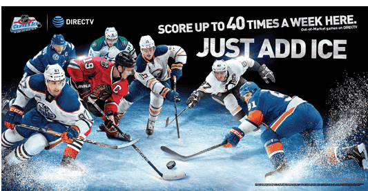 NHL CENTER ICE 8 foot banner on DIRECTV MVP MARKETING - Its All About Satellites DIRECTV for Bars and Restaurants