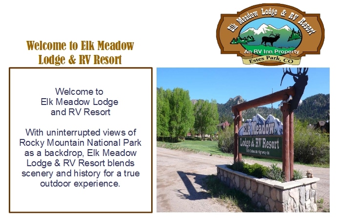 Elk Meadows Lodge and RV Resort COM2000 Welcome Screen - Its All About Satellites, TV for RV parks and Campgrounds, RV Park TV Systems, Campground TV Systems, RVparktv.com