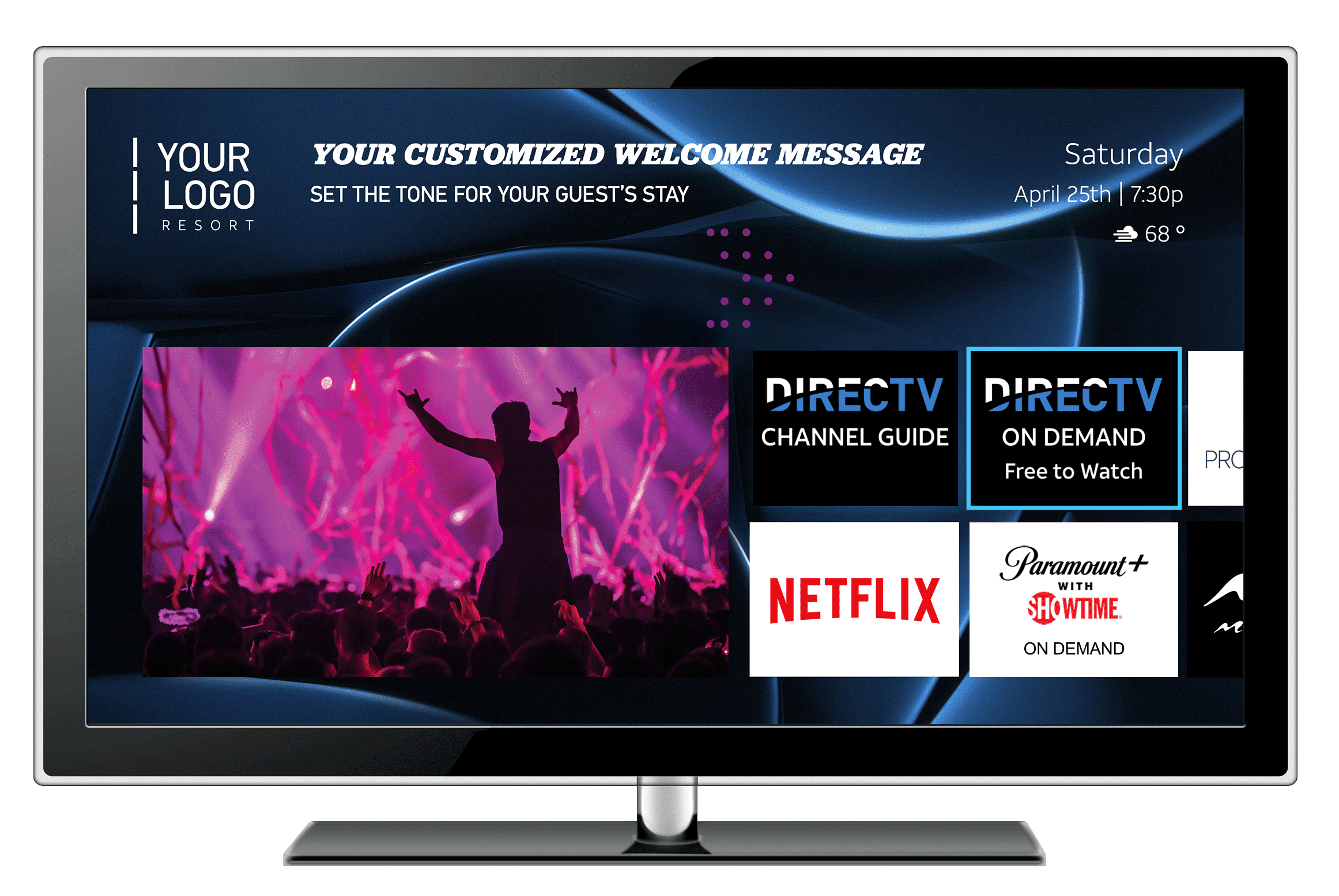 2024 DIRECTV Advanced Entertainment Platform Home Screen - Available from Its All About Satellites - DIRECTV Hospitality Authorized Dealer