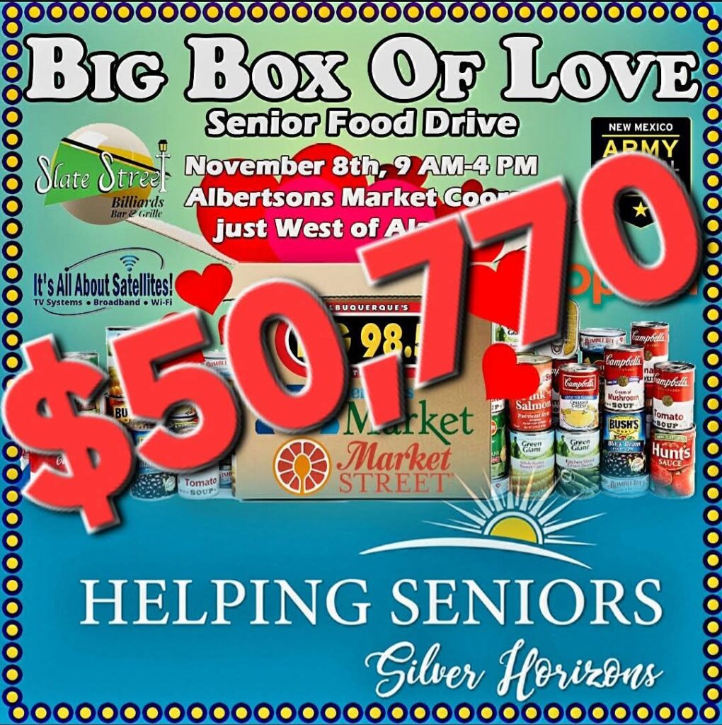 Big Box of Love Senior Food Drive to Support Silver Horizons gets $50,770 in cash donations plus a lot of food and household items!
