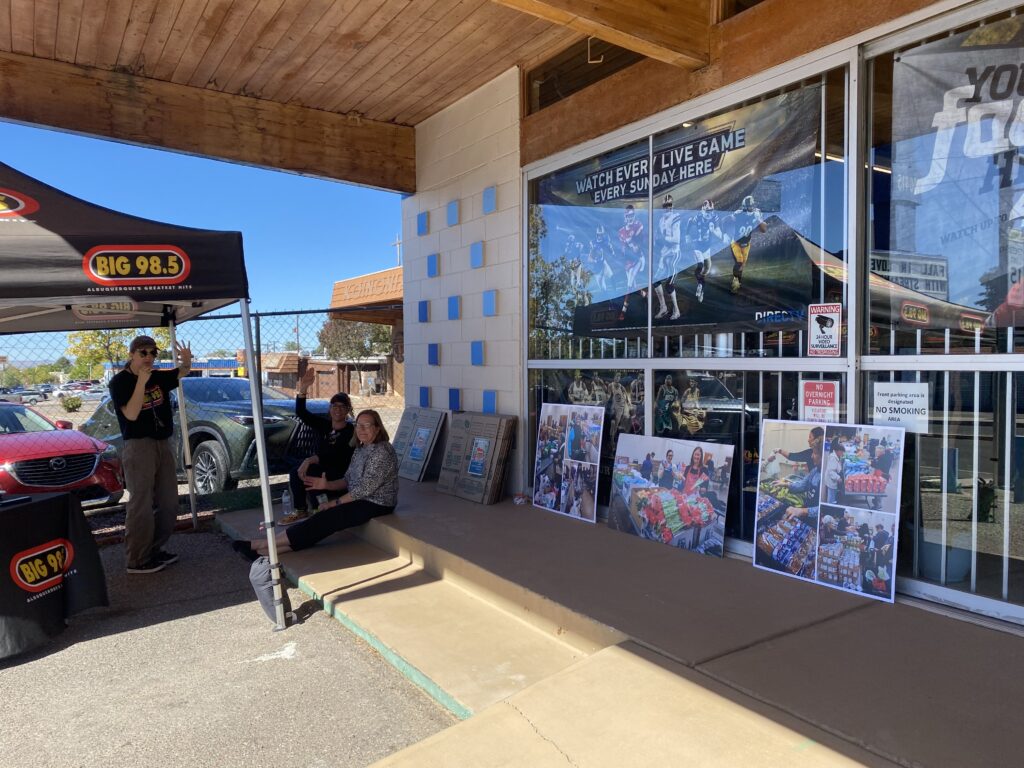 Bog 98.5 FM Live Broadcast for the Big Box of Love Senior Food Drive to support Silver Horizons at the Its All About Satellites office at 10415 Comanche Rd NE