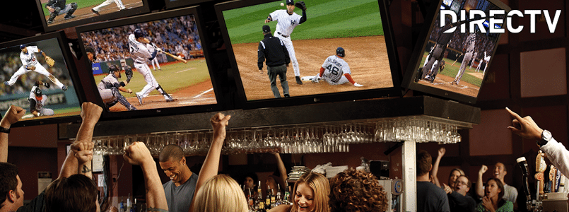 Fans in a Sports Bar watching MLB games on multiple screens on DIRECTV