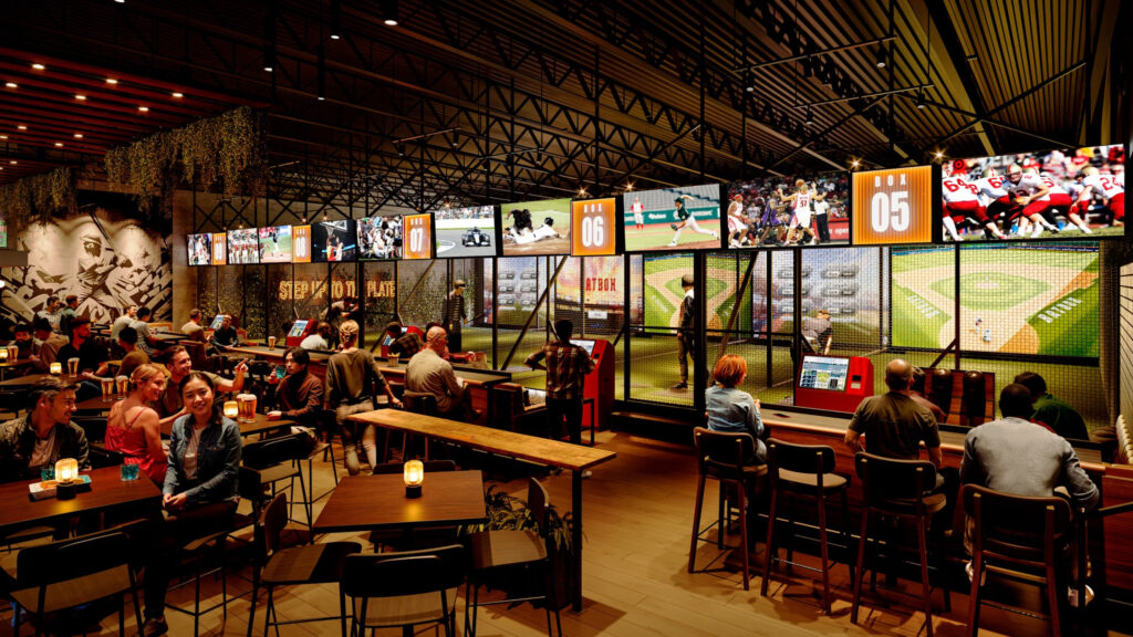 Sports bar showing multiple MLB games on TV screens - From Its All Abut Satellites DIRECTV FOR BUSINESS Authorized Dealer